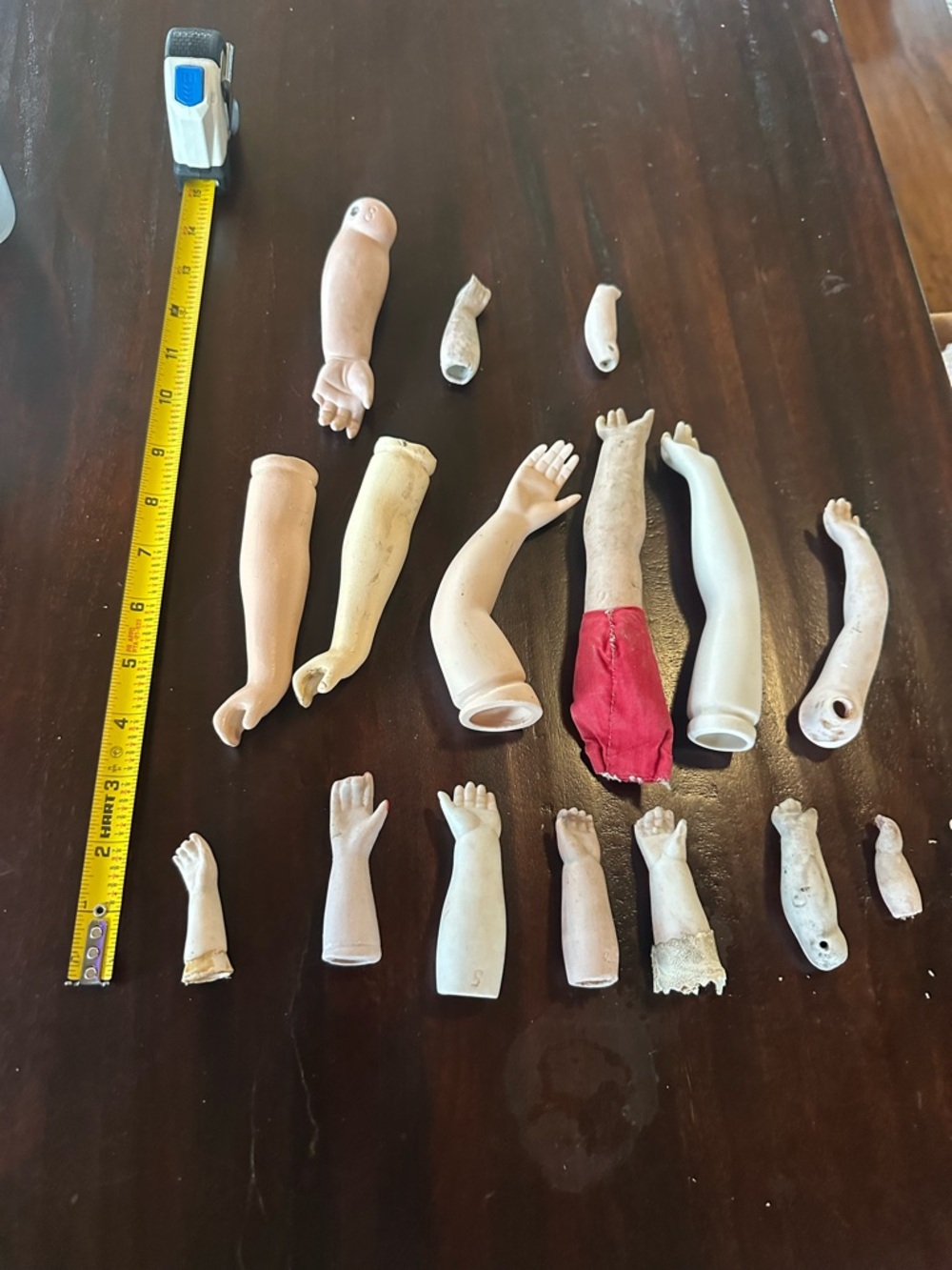 Antique White Bisque/composition ? Antique doll arms. Mix match assortment.